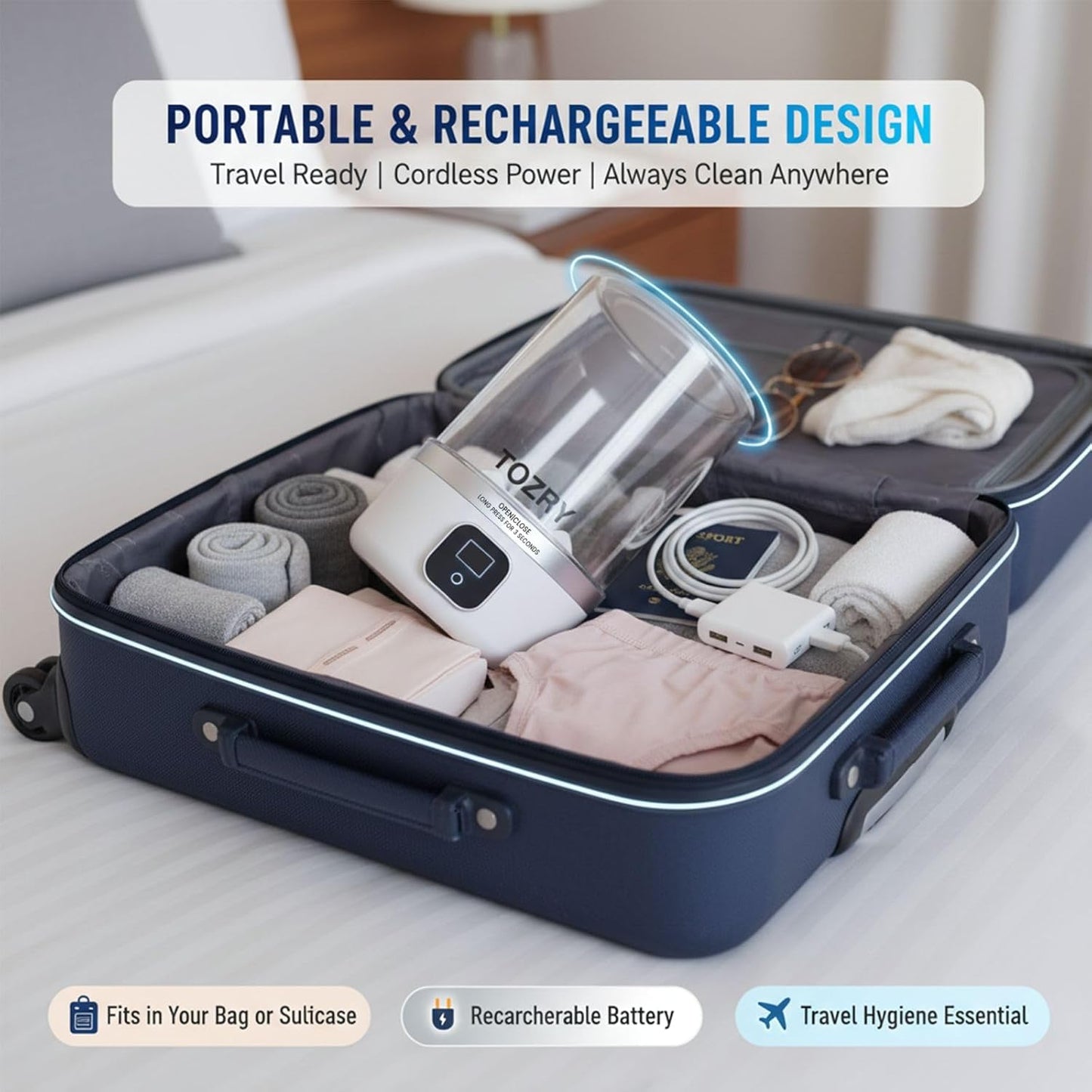 Portable Mini Washing Machine | 360° Deep Cleaning | Rechargeable & Travel Friendly